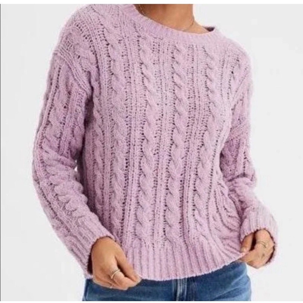 American Eagle Sweater Size Large Impossibly Soft Cable Knit Pullover Crewneck